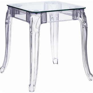 Stylowy Stół kwadratowy designerski Ghost 62x62 przezroczysty D2.Design do salonu i kuchni