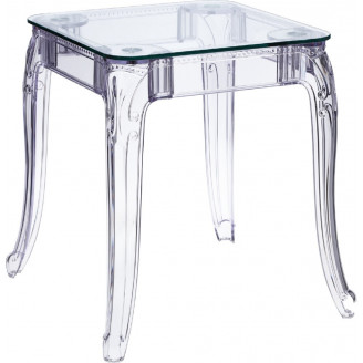 Stylowy Stół kwadratowy designerski Ghost 62x62 przezroczysty D2.Design do salonu i kuchni