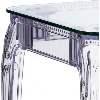 Stylowy Stół kwadratowy designerski Ghost 62x62 przezroczysty D2.Design do salonu i kuchni