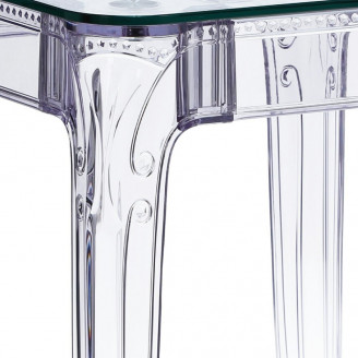 Stylowy Stół kwadratowy designerski Ghost 62x62 przezroczysty D2.Design do salonu i kuchni
