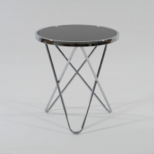 Nowoczesny Szklany stolik boczny glamour Fabia 45 czarny/chrom Signal do salonu, poczekalni lub kawiarni.