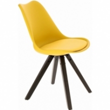 Skandynawskie Krzesło plastikowe z poduszką Norden Star Square czarno-żółte Intesi do salonu