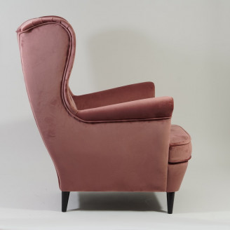 Skandynawski Fotel welurowy pikowany "chesterfield" Lady Velvet antyczny róż Signal do salonu, sypialni i poczekalni.