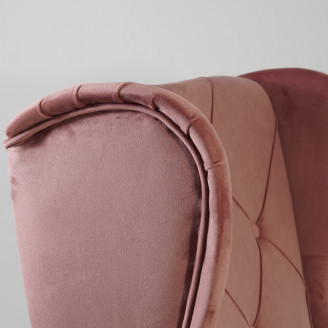 Skandynawski Fotel welurowy pikowany "chesterfield" Lady Velvet antyczny róż Signal do salonu, sypialni i poczekalni.