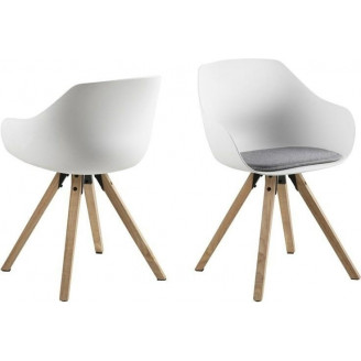 Stylowe Krzesło kubełkowe skandynawskie na drewnianych nogach Tina Wood białe D2.Design do stołu.