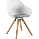 Stylowe Krzesło kubełkowe skandynawskie na drewnianych nogach Tina Wood białe D2.Design do stołu.