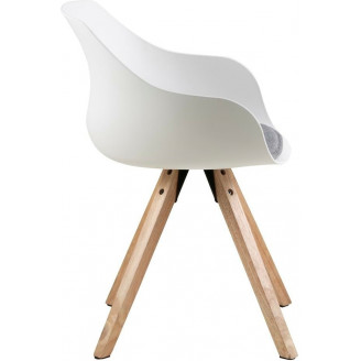 Stylowe Krzesło kubełkowe skandynawskie na drewnianych nogach Tina Wood białe D2.Design do stołu.