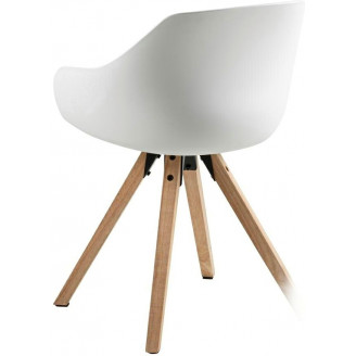 Stylowe Krzesło kubełkowe skandynawskie na drewnianych nogach Tina Wood białe D2.Design do stołu.