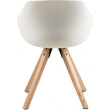 Stylowe Krzesło kubełkowe skandynawskie na drewnianych nogach Tina Wood białe D2.Design do stołu.