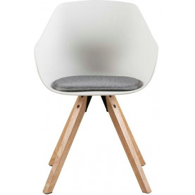 Stylowe Krzesło kubełkowe skandynawskie na drewnianych nogach Tina Wood białe D2.Design do stołu. 2