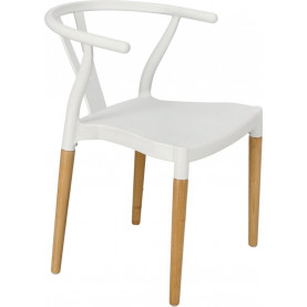 Skandynawskie Krzesło designerskie z tworzywa Wicker białe Simplet do salonu 2