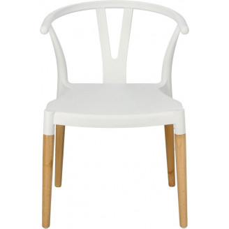 Skandynawskie Krzesło designerskie z tworzywa Wicker białe Simplet do salonu