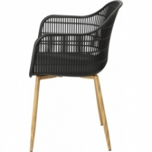 Skandynawskie Krzesło ażurowe z podłokietniakmi Becker czarne Simplet do salonu