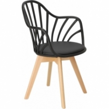 Skandynawskie Krzesło ażurowe z podłokietnikami Sirena czarne Intesi do salonu
