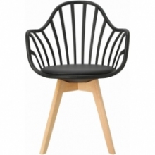 Skandynawskie Krzesło ażurowe z podłokietnikami Sirena czarne Intesi do salonu