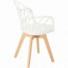 Skandynawskie Krzesło ażurowe z podłokietnikami Sirena białe Intesi do salonu
