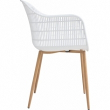 Skandynawskie Krzesło ażurowe z podłokietniakmi Becker białe Simplet do salonu