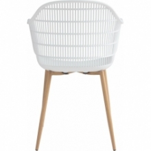 Skandynawskie Krzesło ażurowe z podłokietniakmi Becker białe Simplet do salonu