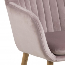 Skandynawskie Krzesło welurowe z podłokietnikami Emilia Velvet Różowe Actona do kuchni, salonu i restauracji.
