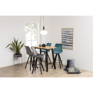 Industrialny stół barowy drewniany Chara 117x58 dąb/czarny D2.Design do jadalni, kuchni i salonu.