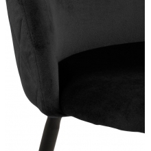 Stylowe Krzesło tapicerowane glamour Louise czarne Actona do stołu w jadalni.