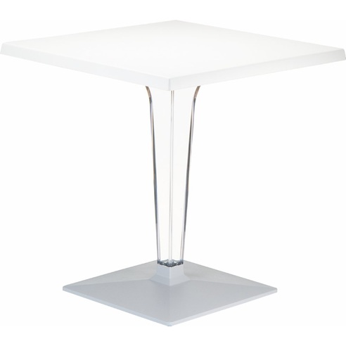 Stół kwadratowy na jednej nodze Ice 70x70 biały Siesta do salonu, kuchni i jadalni.