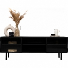 Komoda industrialna na nóżkach Object023 160 czarna NG Design na książki do salonu i sypialni