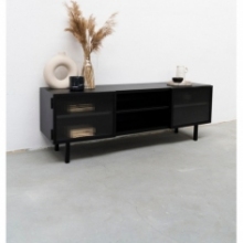Komoda industrialna na nóżkach Object023 160 czarna NG Design na książki do salonu i sypialni