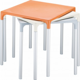 Stół ogrodowy plastikowy Mango Alu 72x72 beżowy Siesta 2