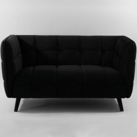 Stylowa Pikowana sofa welurowa Castello Velvet 145 czarna Signal do salonu, poczekalni i kawiarni. 2