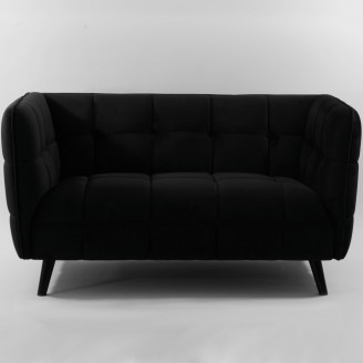Stylowa Pikowana sofa welurowa Castello Velvet 145 czarna Signal do salonu, poczekalni i kawiarni.