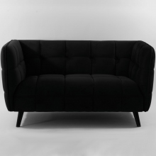 Stylowa Pikowana sofa welurowa Castello Velvet 145 czarna Signal do salonu, poczekalni i kawiarni.