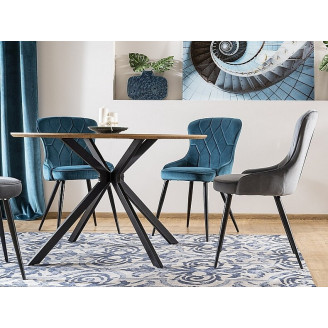 Stylowy Stół okrągły industrialny Aster 120 dębowo-czarny Signal do salonu i kuchni