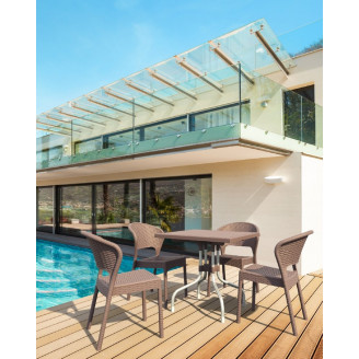 Stół ogrodowy plastikowy Forza Rattan 80x80 brązowy Siesta