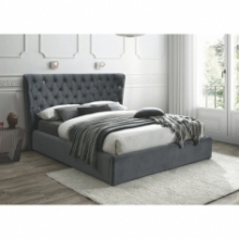 Stylowe Łóżko welurowe pikowane Carven Velvet 160x200 szare Signal do sypialni