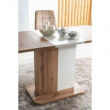 Nowoczesny Stół rozkładany na jednej nodze Next 110x68 dąb aristan/biały mat Signal do salonu i kuchni