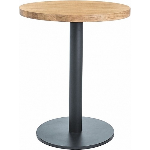 Stół okrągły na jednej nodze Puro II 60 laminat dąb/czarny Signal do kawiarni i restauracji