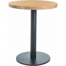 Stół okrągły na jednej nodze Puro II 70 laminat dąb/czarny Signal do kawiarni i restauracji