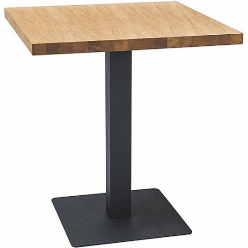 Stół kwadratowy na jednej nodze Puro 60x60 laminat dąb/czarny Signal do kawiarni i restauracji