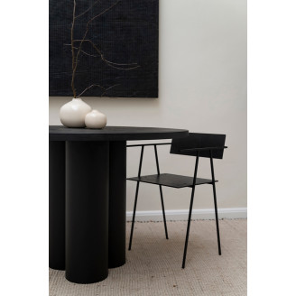 Designerski Stół okrągły drewniany Object035 110 czarny dąb NG Design do salonu i jadalni