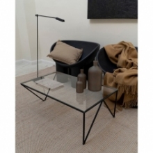 Designerski Stolik szklany industrialny Object037 90x54 przezroczysto-czarny NG Design do salonu