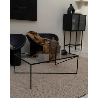 Designerski Stolik szklany industrialny Object037 90x60 przezroczysto-czarny NG Design do salonu