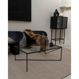 Designerski Stolik szklany industrialny Object037 90x60 przezroczysto-czarny NG Design do salonu