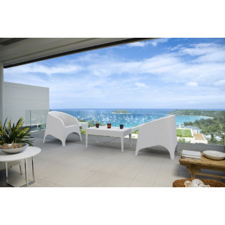 Stylowy Fotel ogrodowy technorattanowy Aruba biały Siesta do ogrodu na taras i balkon.