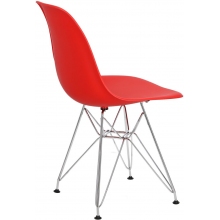 Designerskie Krzesło z tworzywa P016 PP czerwony/chrom D2.Design do kuchni, kawiarni i restauracji.