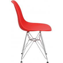 Designerskie Krzesło z tworzywa P016 PP czerwony/chrom D2.Design do kuchni, kawiarni i restauracji.