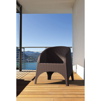 Stylowy Fotel ogrodowy technorattanowy Aruba brązowy Siesta do ogrodu na taras i balkon.