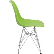 Designerskie Krzesło z tworzywa P016 PP zielony/chrom D2.Design do kuchni, kawiarni i restauracji.