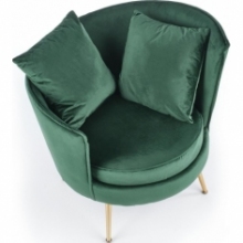 Nowoczesny Fotel welurowy ze złotymi nogami Almond zielony Halmar do salonu