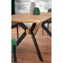 Stół rozkładany loft Bacardi 160x90 dąb naturalny/czarny Halmar do salonu i jadalni
